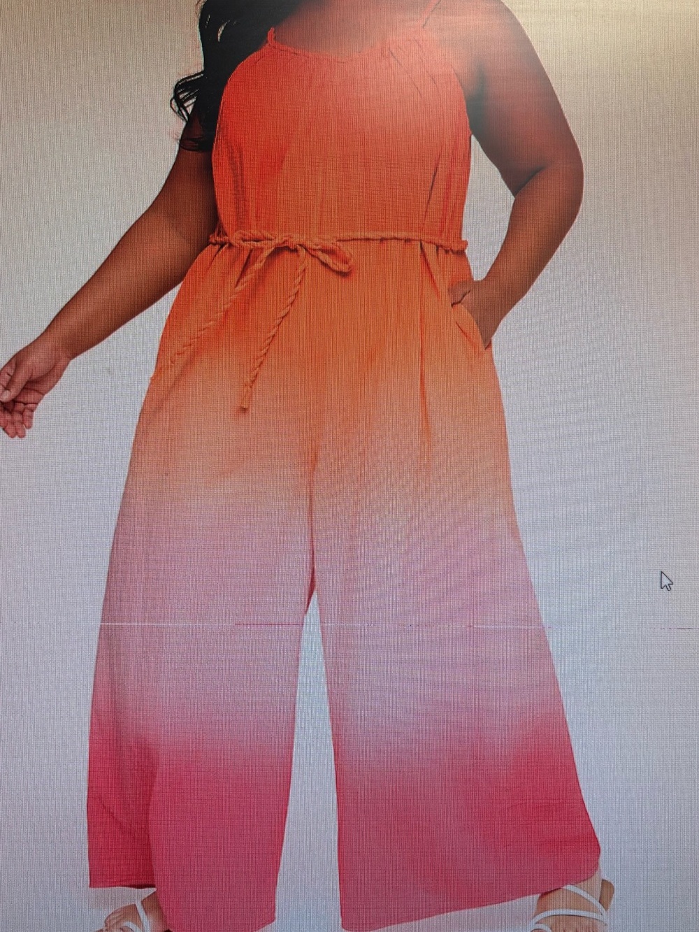 Lane Bryant Orange to Pink Ombre Wide-Leg Sleeveless Jumpsuit